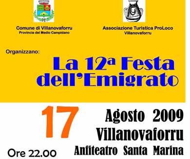 La festa dell’emigrato, il 17 agosto a Villanovaforru
