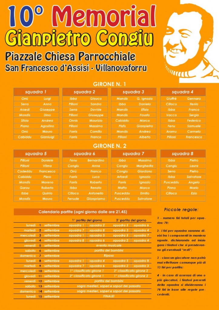 calendario memorial e squadre