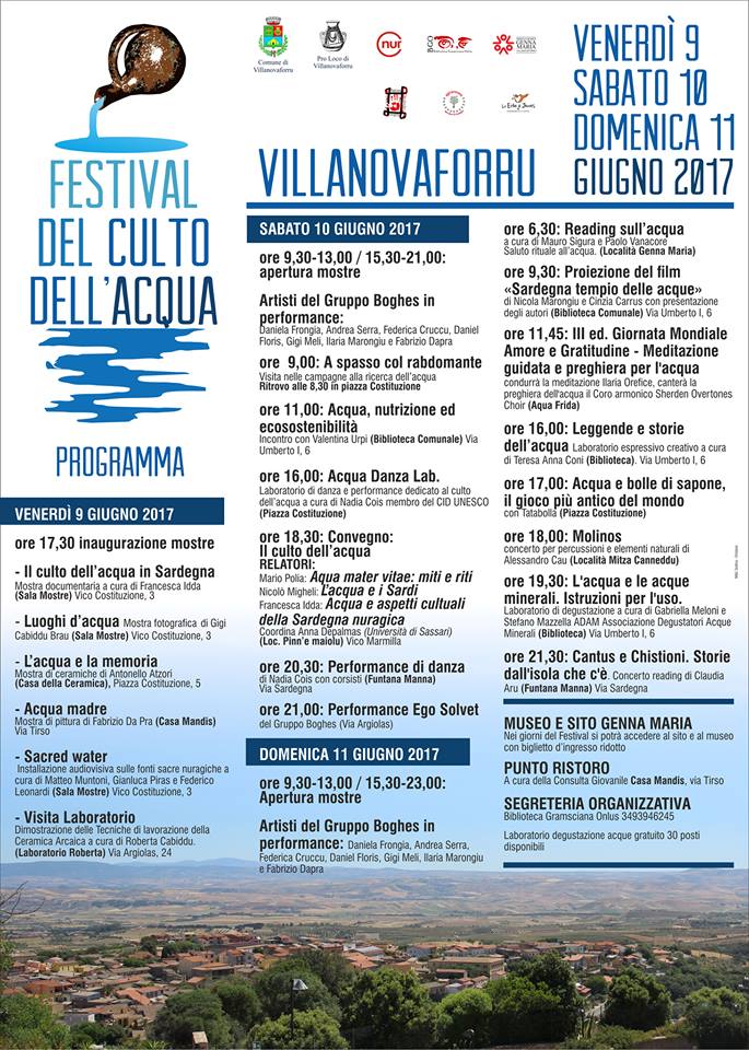 Festival del culto dell’acqua: il programma completo festival acqua villanovaforru