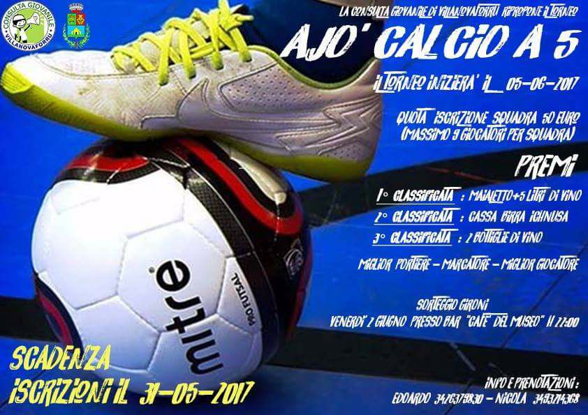 Ajò calcio a 5: al via il 5 giugno