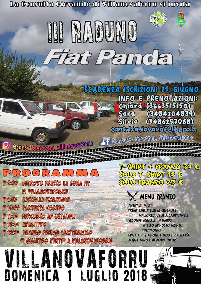 Terzo RADUNO FIAT PANDA: il 1 luglio a Villanovaforru raduno panda fiat villanovaforru